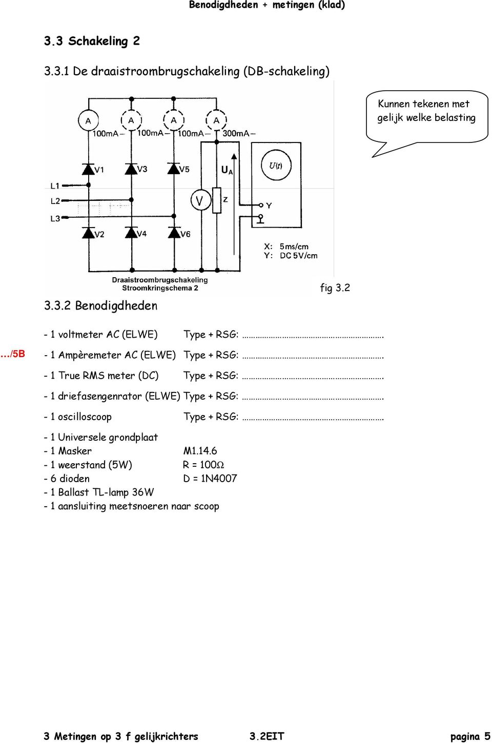 - 1 driefasengenrator (ELWE) Type + RSG:. - 1 oscilloscoop Type + RSG:. - 1 Universele grondplaat - 1 Masker M1.14.