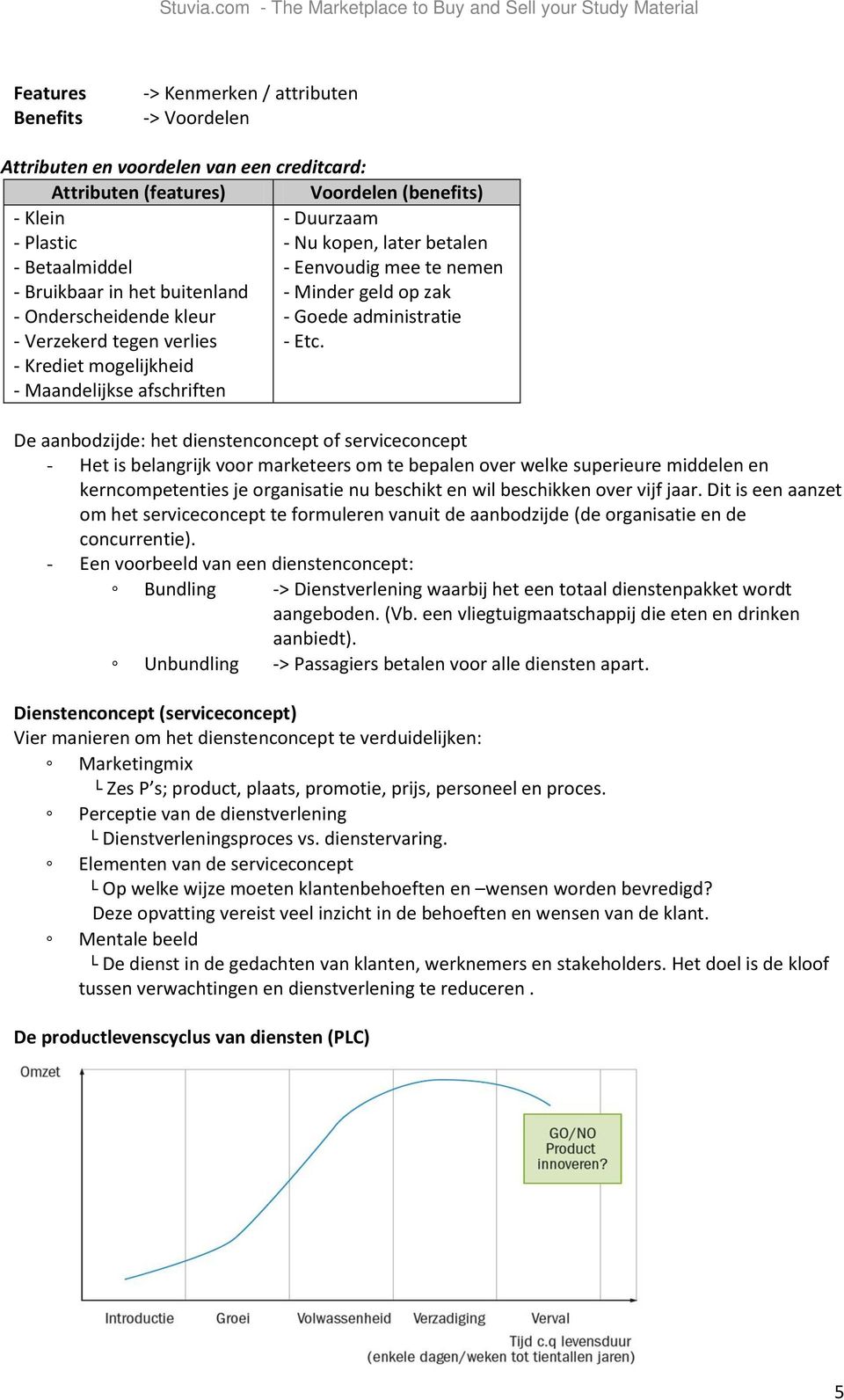 - Krediet mogelijkheid - Maandelijkse afschriften De aanbodzijde: het dienstenconcept of serviceconcept - Het is belangrijk voor marketeers om te bepalen over welke superieure middelen en