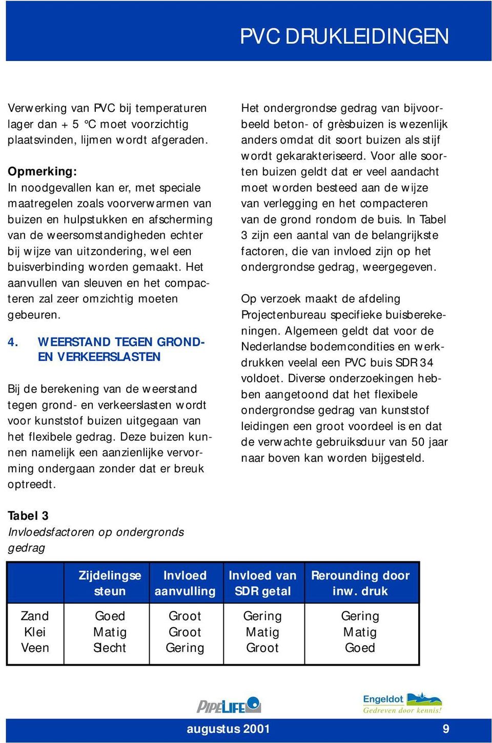 buisverbinding worden gemaakt. Het aanvullen van sleuven en het compacteren zal zeer omzichtig moeten gebeuren. 4.