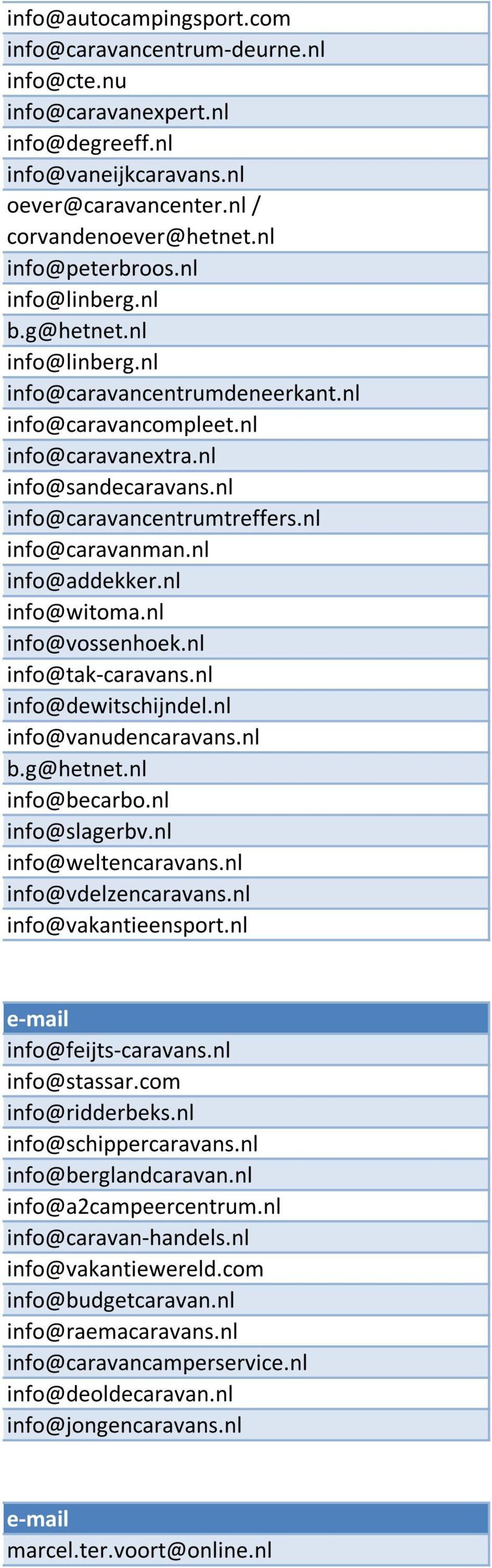 nl info@addekker.nl info@witoma.nl info@vossenhoek.nl info@tak-caravans.nl info@dewitschijndel.nl info@vanudencaravans.nl b.g@hetnet.nl info@becarbo.nl info@slagerbv.nl info@weltencaravans.