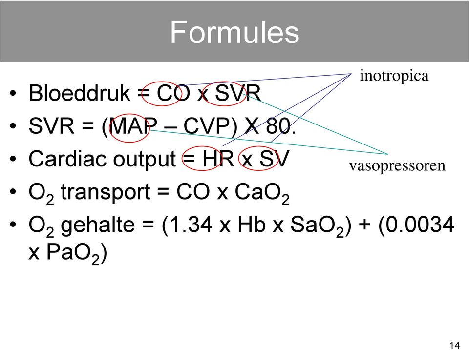 vasopressoren O 2 transport = CO x CaO 2 O 2