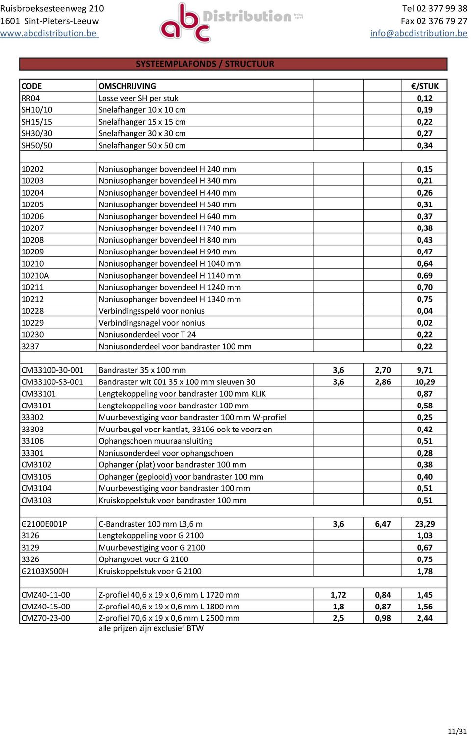 bovendeel H 540 mm 0,31 10206 Noniusophanger bovendeel H 640 mm 0,37 10207 Noniusophanger bovendeel H 740 mm 0,38 10208 Noniusophanger bovendeel H 840 mm 0,43 10209 Noniusophanger bovendeel H 940 mm