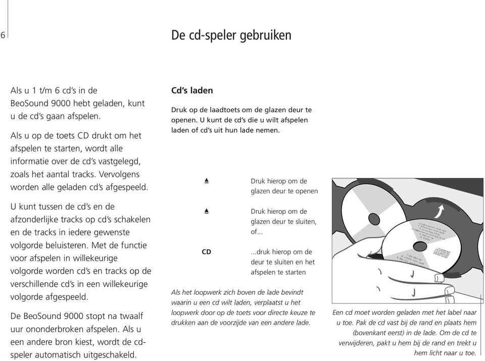 U kunt tussen de cd s en de afzonderlijke tracks op cd s schakelen en de tracks in iedere gewenste volgorde beluisteren.