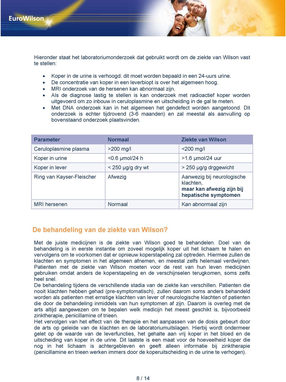 Als de diagnose lastig te stellen is kan onderzoek met radioactief koper worden uitgevoerd om zo inbouw in ceruloplasmine en uitscheiding in de gal te meten.