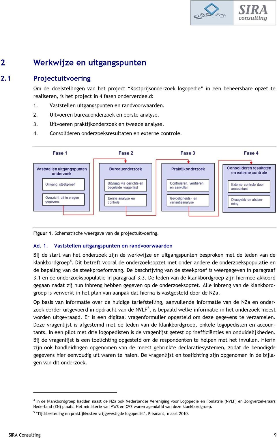 Vaststellen uitgangspunten en randvoorwaarden. 2. Uitvoeren bureauonderzoek en eerste analyse. 3. Uitvoeren praktijkonderzoek en tweede analyse. 4.