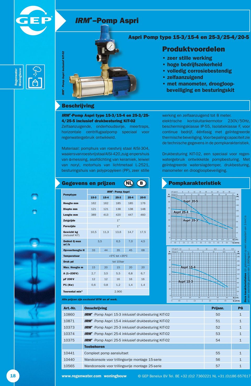 horizontale centrifugaalpomp speciaal voor regenwatergebruik ontwikkeld.