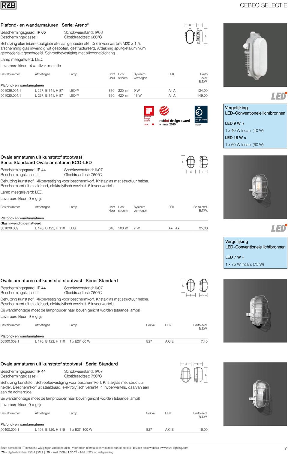 everbare : 4 = zilver metallic estelnummer Afmetingen amp icht icht EEK ruto excl. Plafond- en wandarmaturen 501036.004.