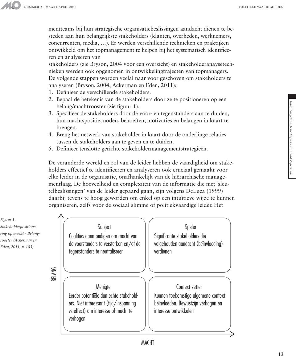 stakeholderanaysetechnieken werden ook opgenomen in ontwikkelingtrajecten van topmanagers.