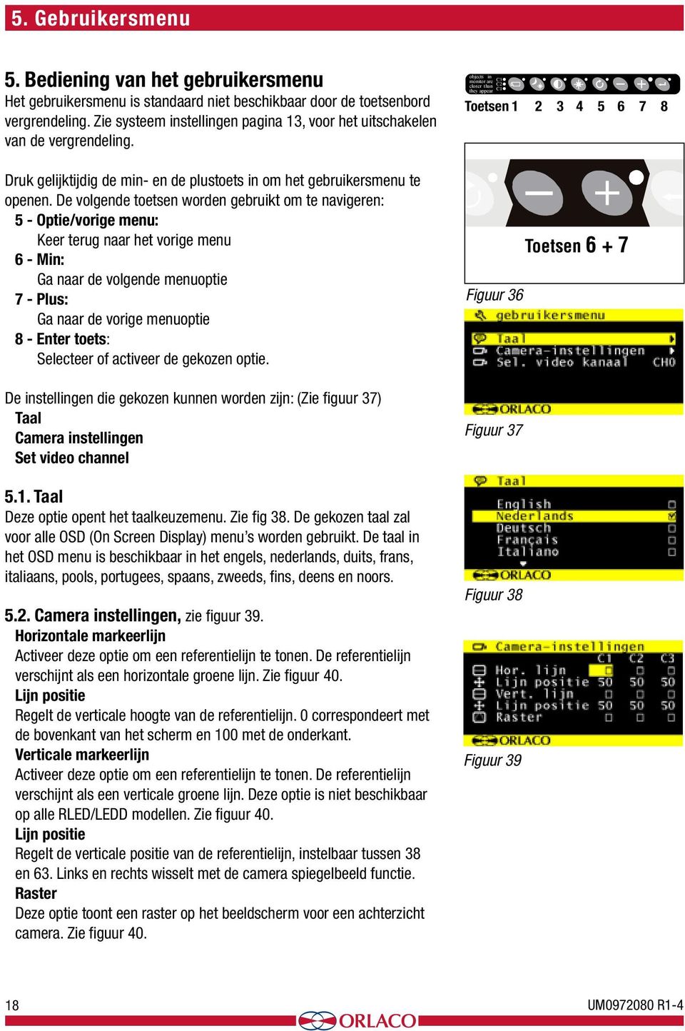 objects in monitor are C3 closer than C2 Toets 5 they appear C1 Toetsen 1 2 3 4 5 6 7 8 Druk gelijktijdig de min- en de plustoets in om het gebruikersmenu te openen.