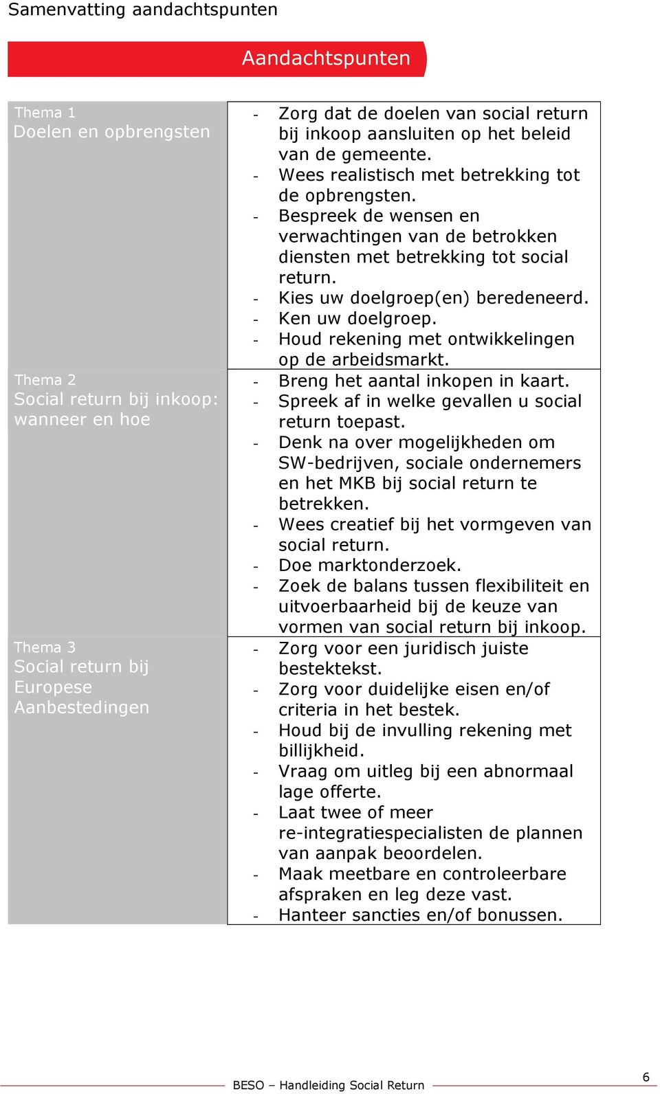 - Bespreek de wensen en verwachtingen van de betrokken diensten met betrekking tot social return. - Kies uw doelgroep(en) beredeneerd. - Ken uw doelgroep.