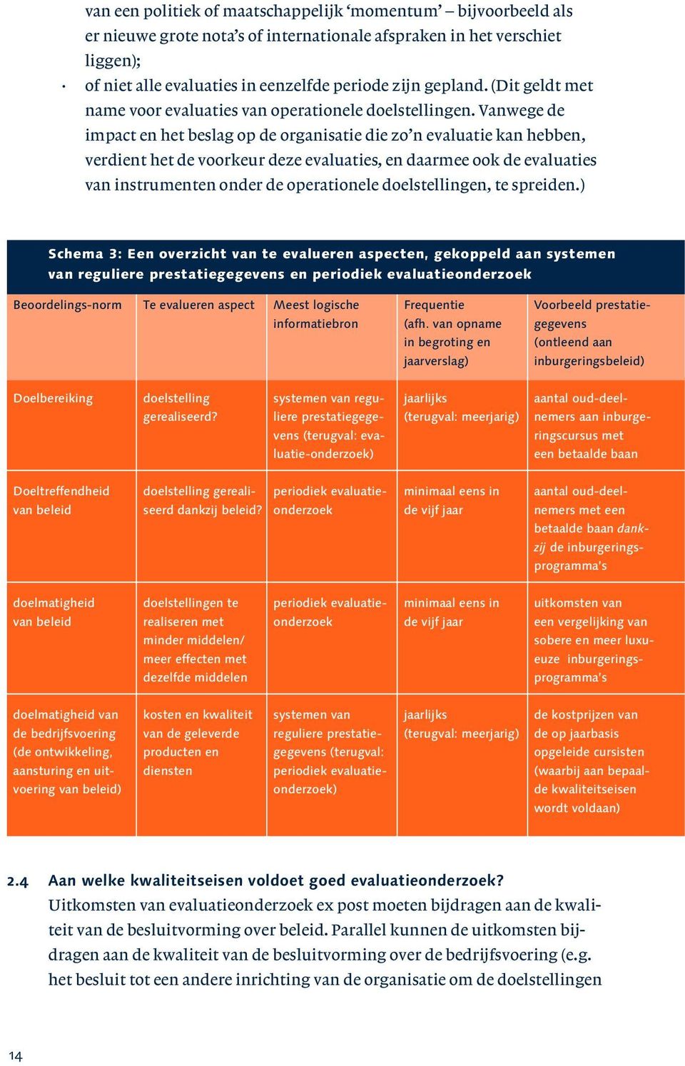 Vanwege de impact en het beslag op de organisatie die zo n evaluatie kan hebben, verdient het de voorkeur deze evaluaties, en daarmee ook de evaluaties van instrumenten onder de operationele