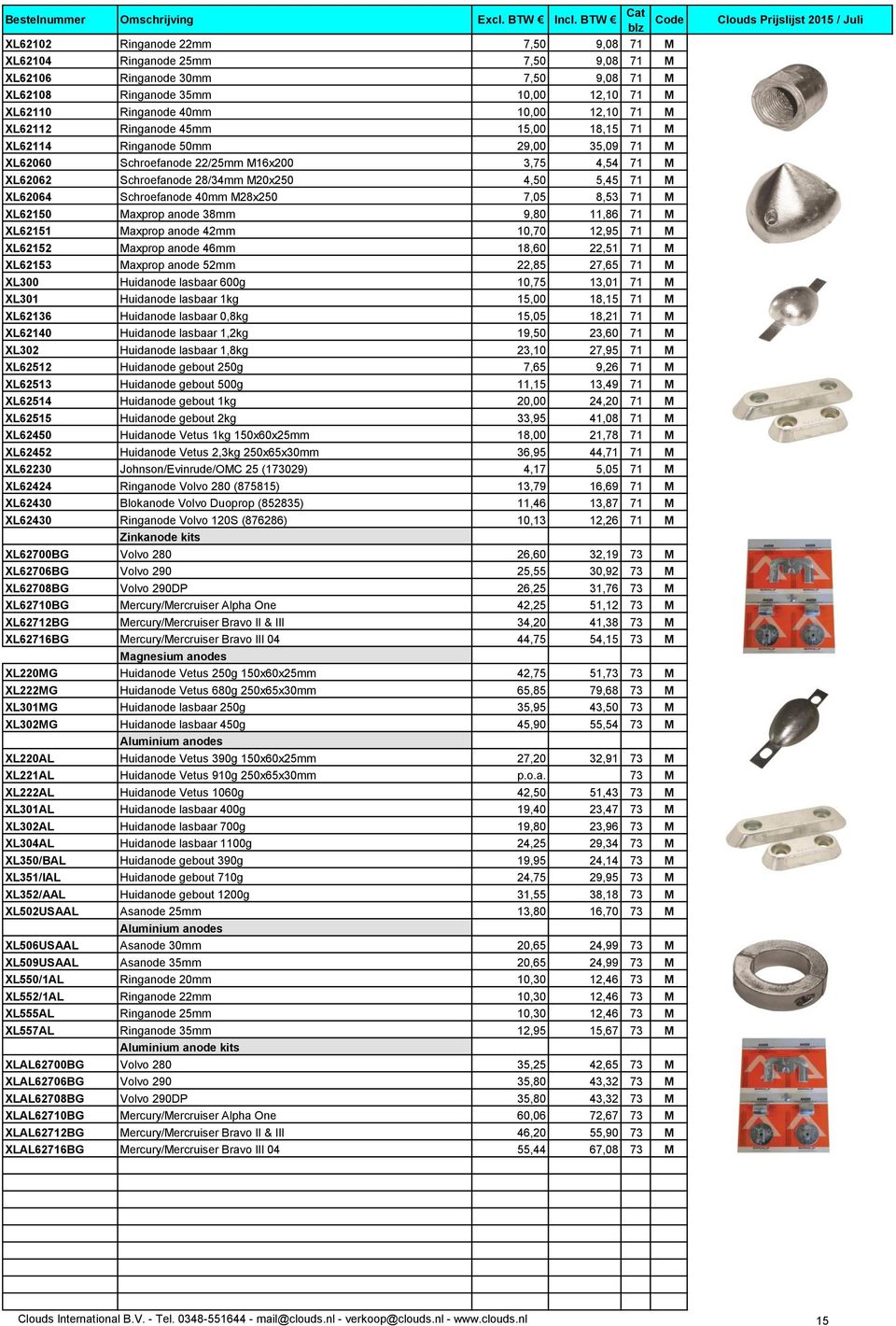 Schroefanode 40mm M28x250 7,05 8,53 71 M XL62150 Maxprop anode 38mm 9,80 11,86 71 M XL62151 Maxprop anode 42mm 10,70 12,95 71 M XL62152 Maxprop anode 46mm 18,60 22,51 71 M XL62153 Maxprop anode 52mm