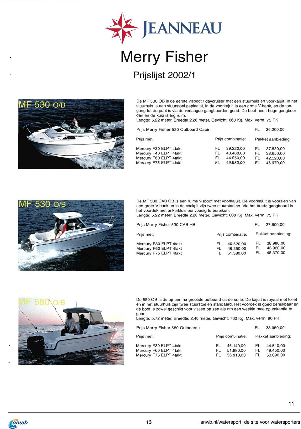 De boot heeft hoge gangboorden en de kuip is erg ruim. Lengte: 5.22 er, Breedte 2.28 er, Gewicht: 660 Kg, Max. verm.