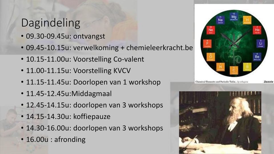 45-12.45u:Middagmaal 12.45-14.15u: doorlopen van 3 workshops 14.15-14.