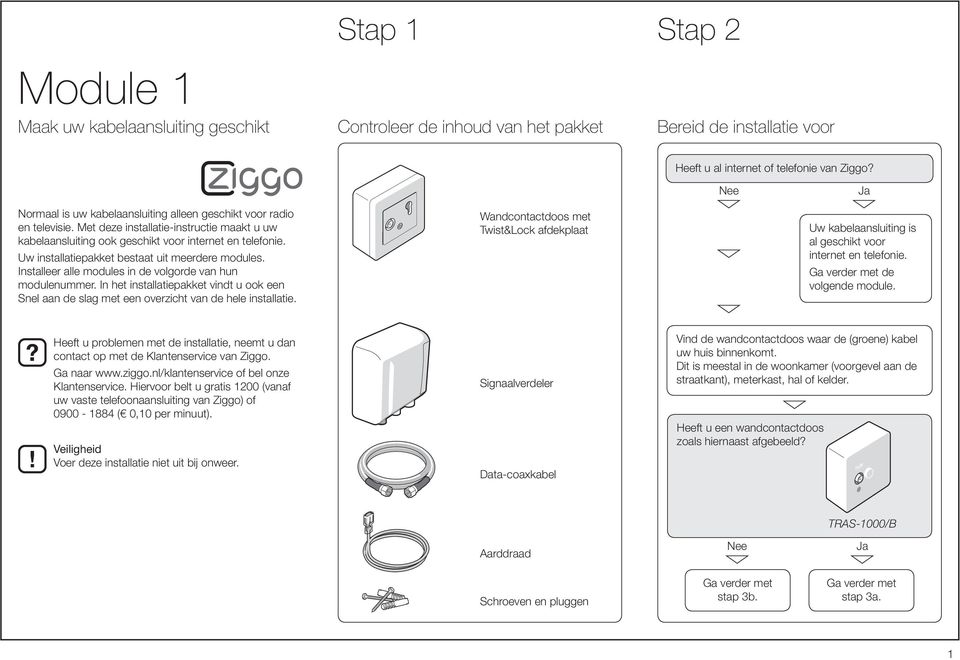 Uw installatiepakket bestaat uit meerdere modules. Installeer alle modules in de volgorde van hun modulenummer.