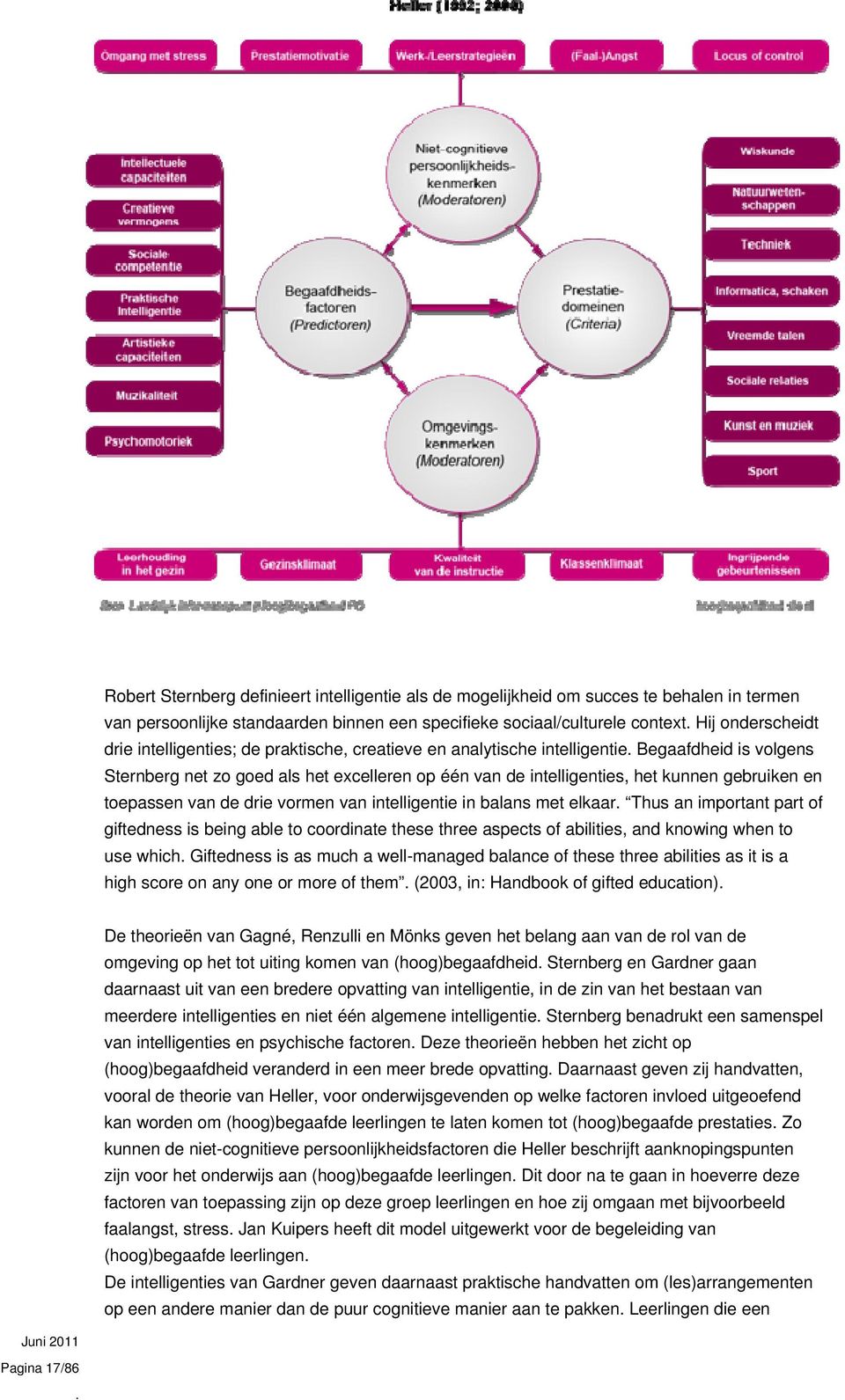 van de drie vormen van intelligentie in balans met elkaar Thus an important part of giftedness is being able to coordinate these three aspects of abilities, and knowing when to use which Giftedness