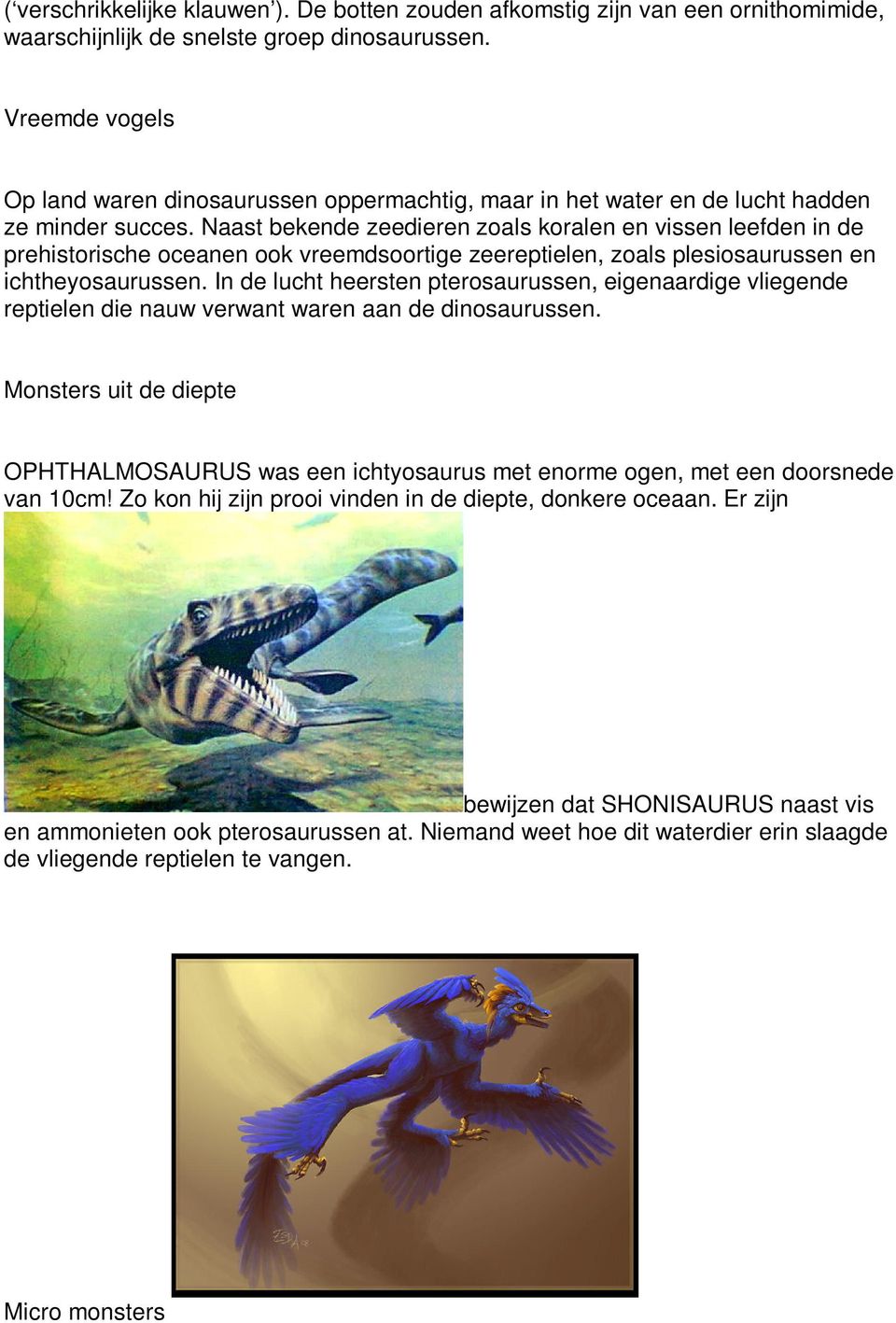 Naast bekende zeedieren zoals koralen en vissen leefden in de prehistorische oceanen ook vreemdsoortige zeereptielen, zoals plesiosaurussen en ichtheyosaurussen.