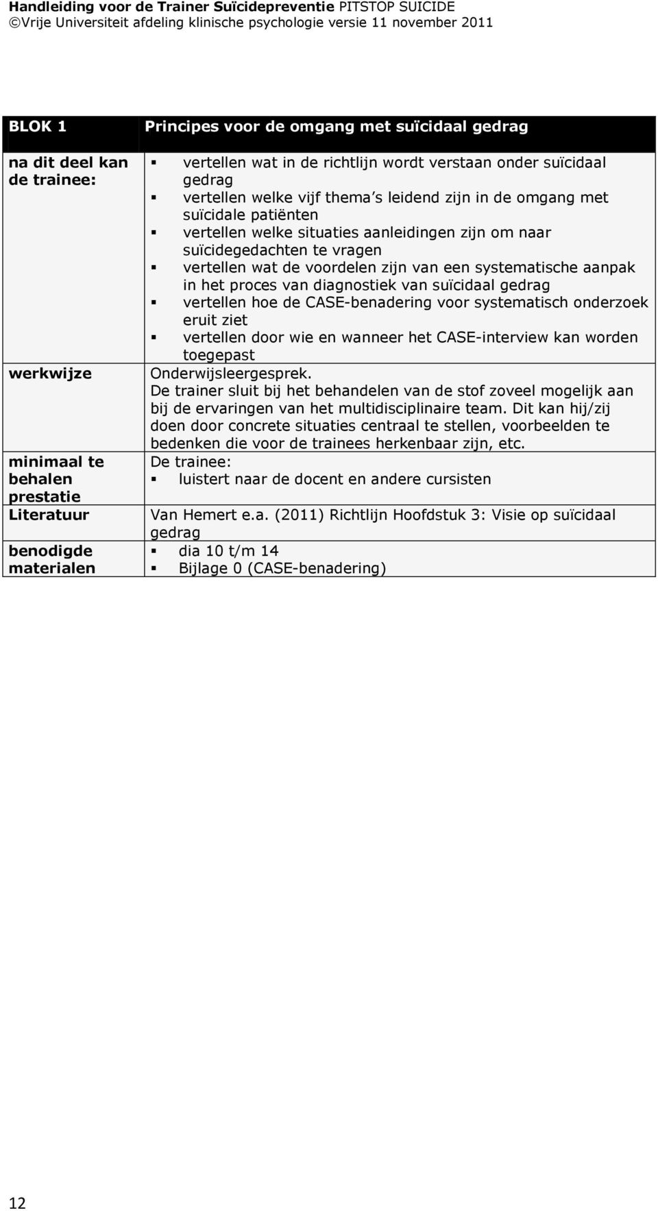 voordelen zijn van een systematische aanpak in het proces van diagnostiek van suïcidaal gedrag vertellen hoe de CASE-benadering voor systematisch onderzoek eruit ziet vertellen door wie en wanneer