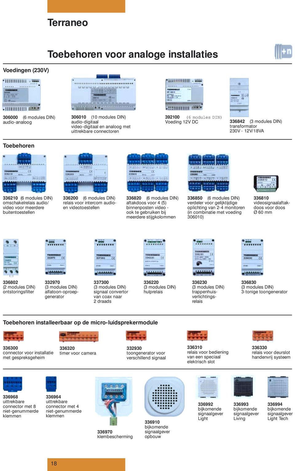 DIN) relais voor intercom audioen videotoestellen 336820 (6 modules DIN) aftakdoos voor 4 (5) binnenposten video - ook te gebruiken bij meerdere stijgkolommen 336850 (6 modules DIN) verdeler voor