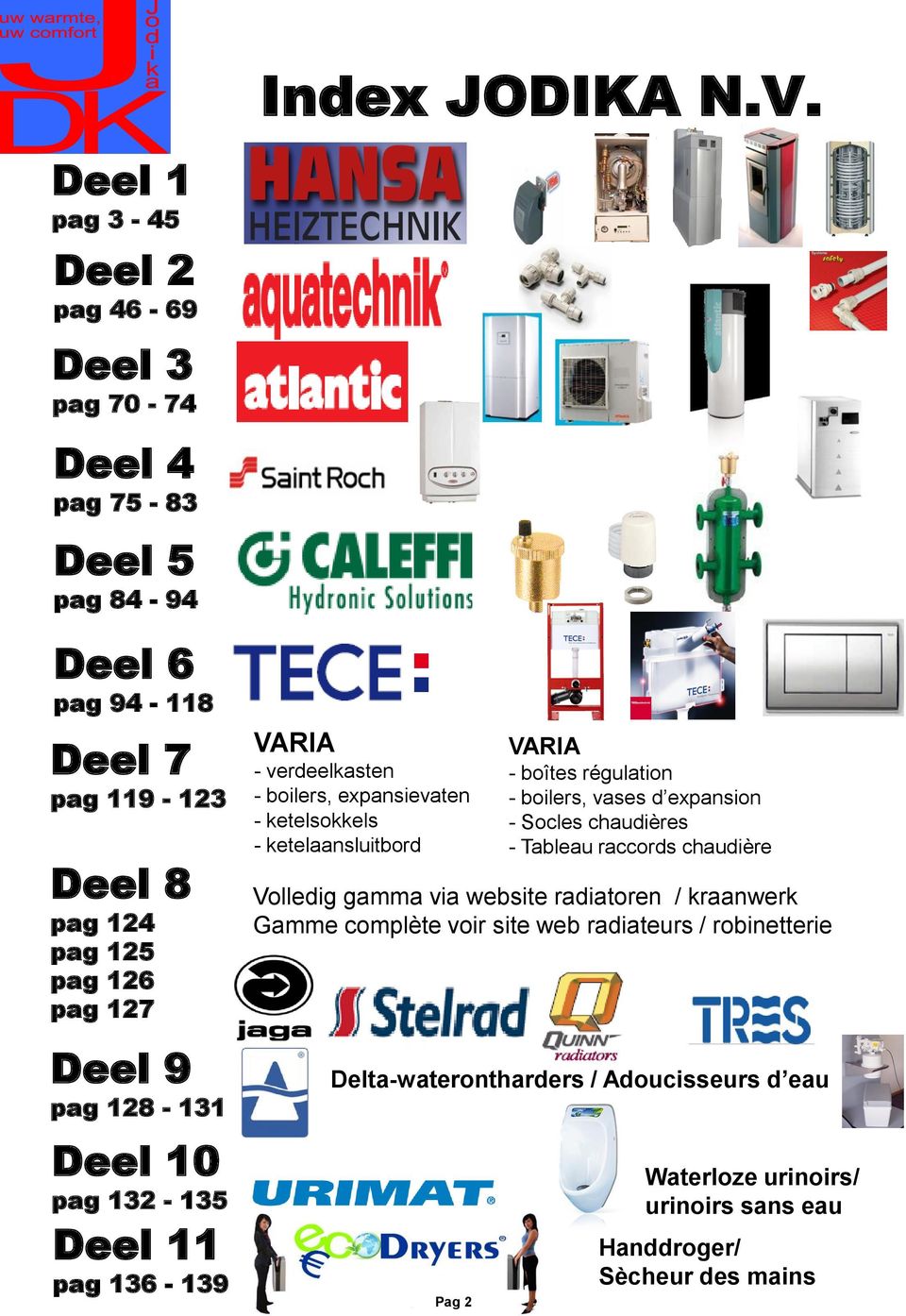 Deel 9 pag 128-131 Deel 10 pag 132-135 Deel 11 pag 136-139 VARIA - verdeelkasten - boilers, expansievaten - ketelsokkels - ketelaansluitbord VARIA - boîtes