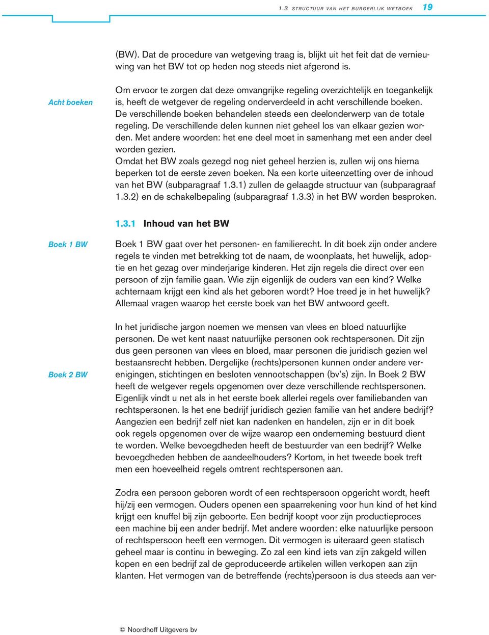 De verschillende boeken behandelen steeds een deelonderwerp van de totale regeling. De verschillende delen kunnen niet geheel los van elkaar gezien worden.