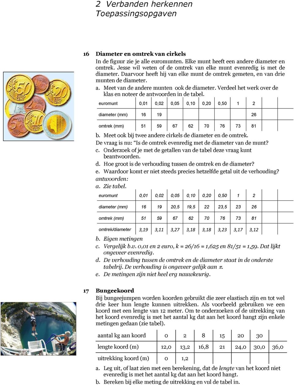 Meet van de andere munten ook de diameter. Verdeel het werk over de klas en noteer de antwoorden in de tabel.