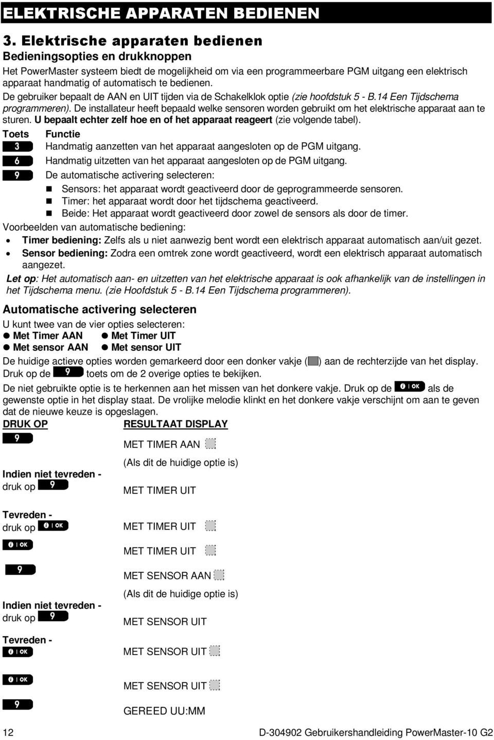 bedienen. De gebruiker bepaalt de AAN en UIT tijden via de Schakelklok optie (zie hoofdstuk 5 - B.14 Een Tijdschema programmeren).