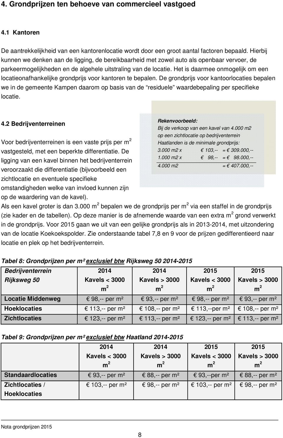 Het is daarmee onmogelijk om een locatieonafhankelijke grondprijs voor kantoren te bepalen.