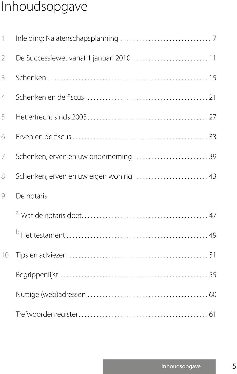 ..33 7 Schenken, erven en uw onderneming...39 8 Schenken, erven en uw eigen woning.