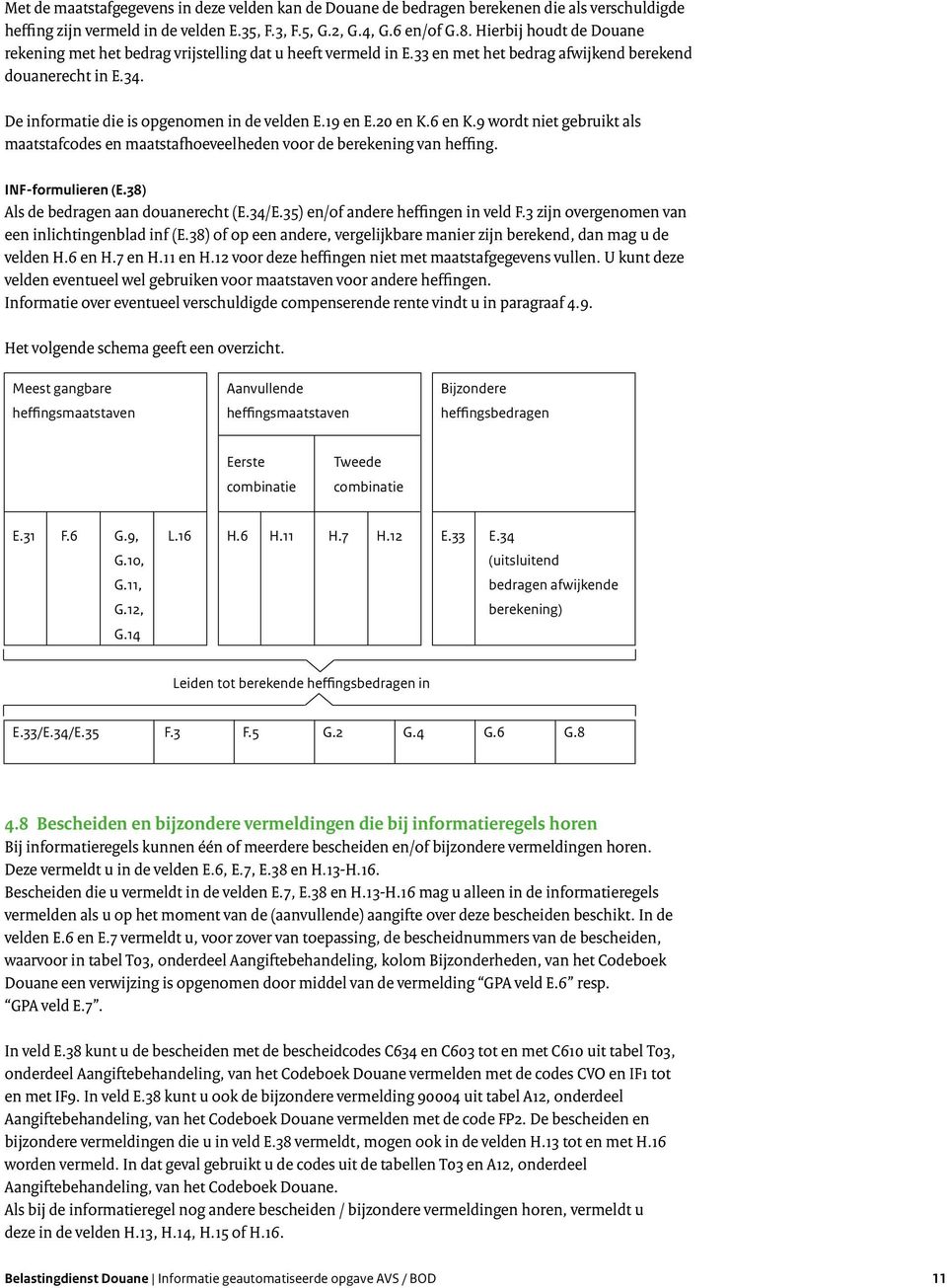 19 en E.20 en K.6 en K.9 wordt niet gebruikt als maatstafcodes en maatstafhoeveelheden voor de berekening van heffing. INF-formulieren (E.38) Als de bedragen aan douanerecht (E.34/E.