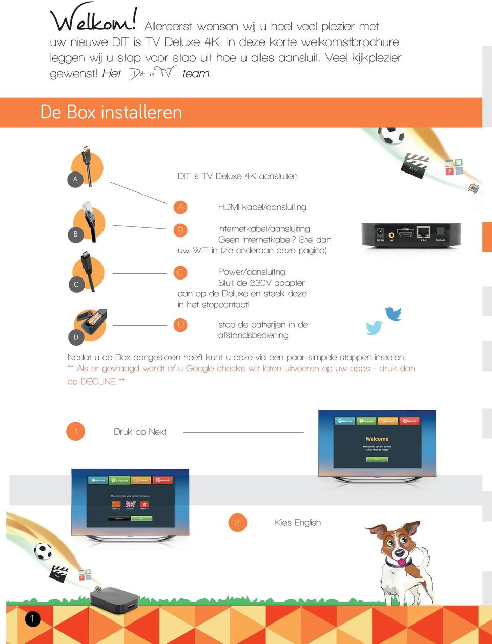 Stel dan uw WiFi in (zie onderaan deze pagina) C Power/aansluitng Sluit de 230V adapter aan op de Deluxe en steek deze in het stopcontact!