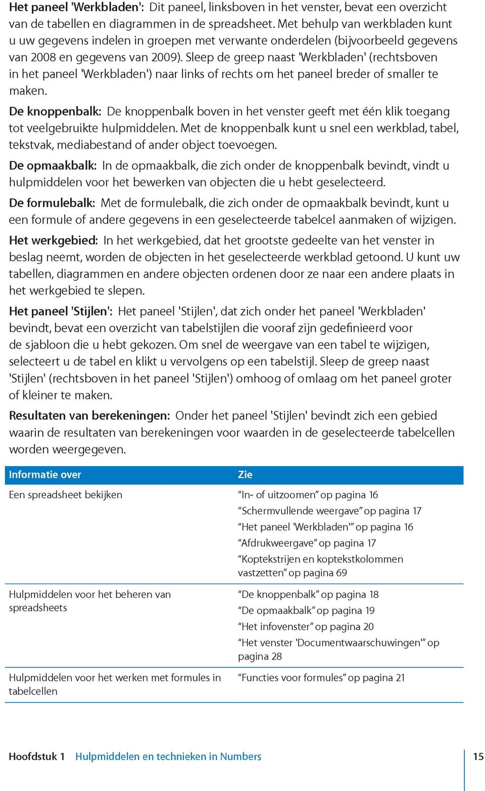 Sleep de greep naast 'Werkbladen' (rechtsboven in het paneel 'Werkbladen') naar links of rechts om het paneel breder of smaller te maken.