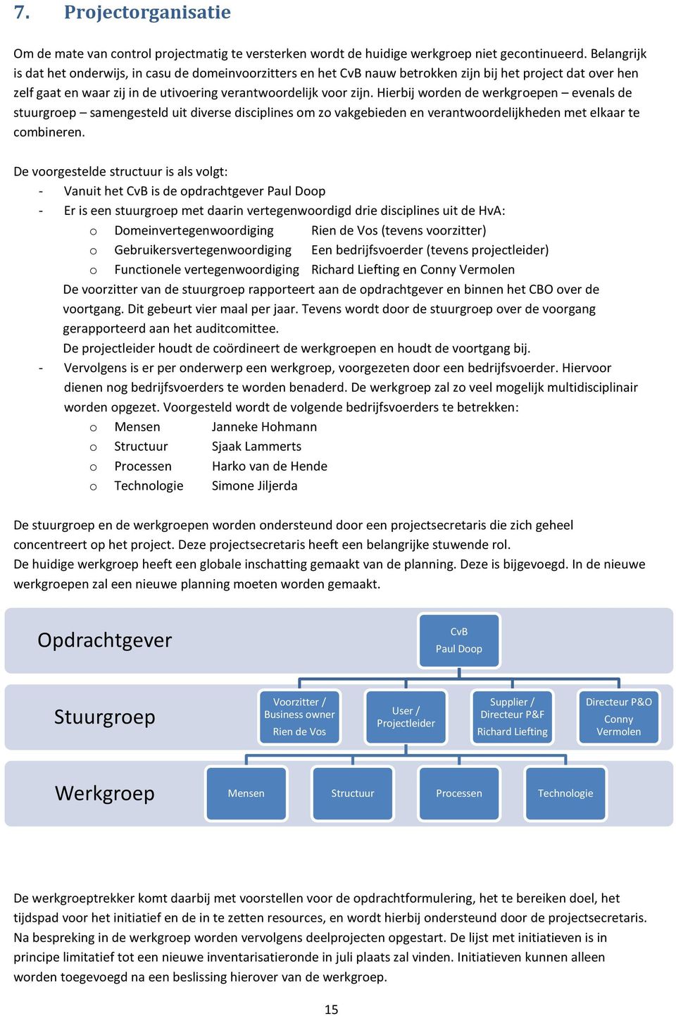 Hierbij worden de werkgroepen evenals de stuurgroep samengesteld uit diverse disciplines om zo vakgebieden en verantwoordelijkheden met elkaar te combineren.