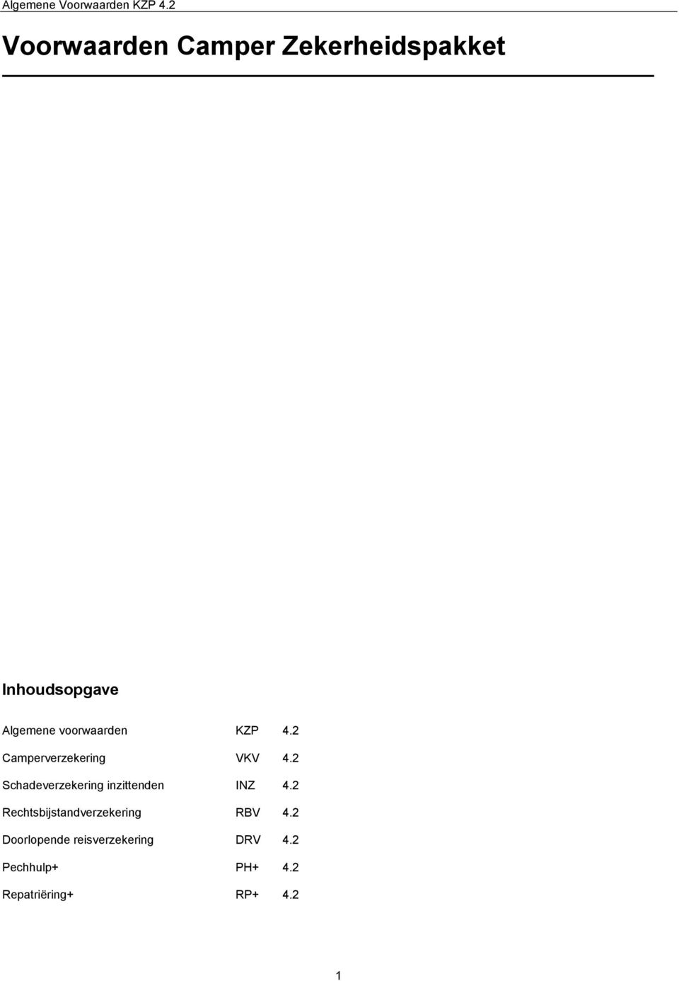 voorwaarden KZP 4.2 Camperverzekering VKV 4.