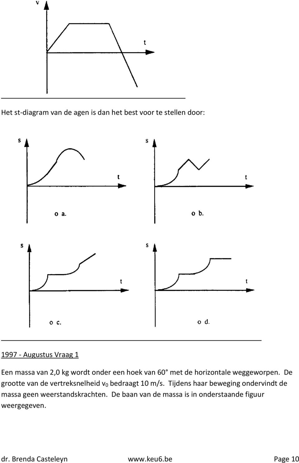 De grootte van de vertreksnelheid v 0 bedraagt 10 m/s.