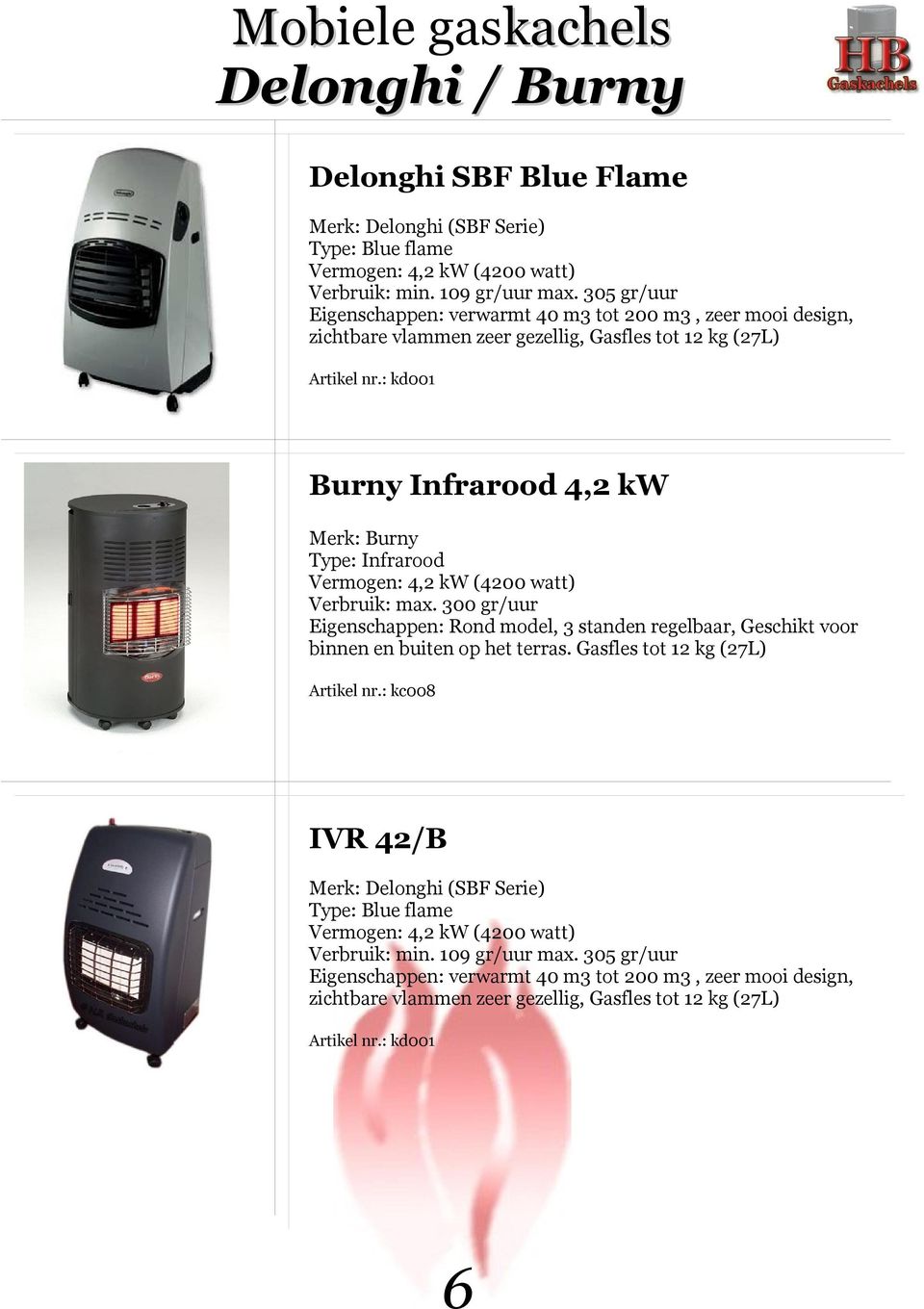 : kd001 Burny Infrarood 4,2 kw Merk: Burny Type: Infrarood Vermogen: 4,2 kw (4200 watt) Verbruik: max.