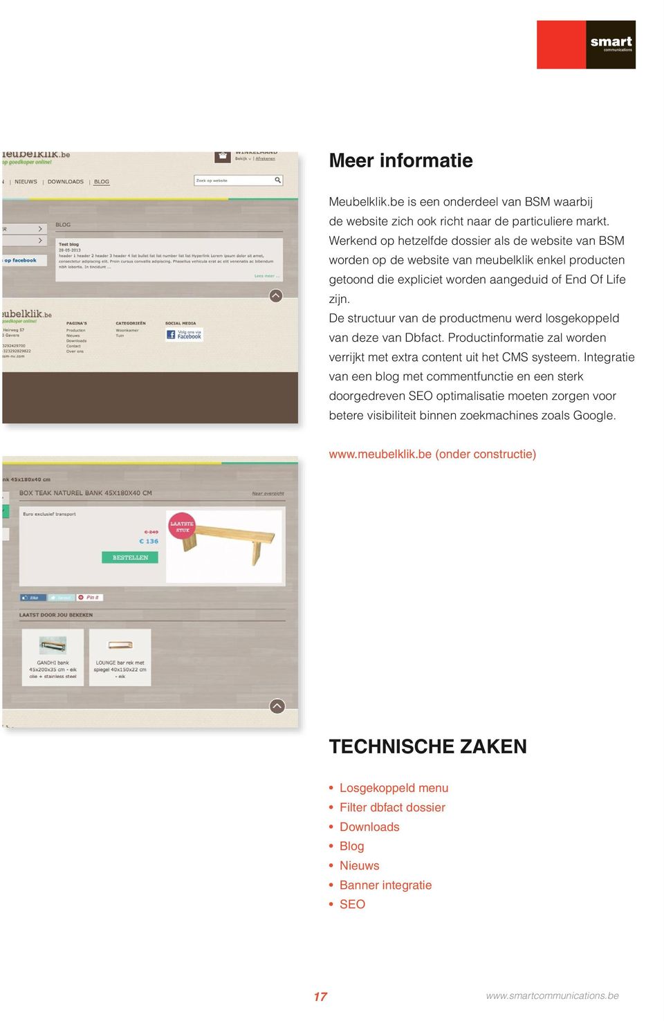 De structuur van de productmenu werd losgekoppeld van deze van Dbfact. Productinformatie zal worden verrijkt met extra content uit het CMS systeem.