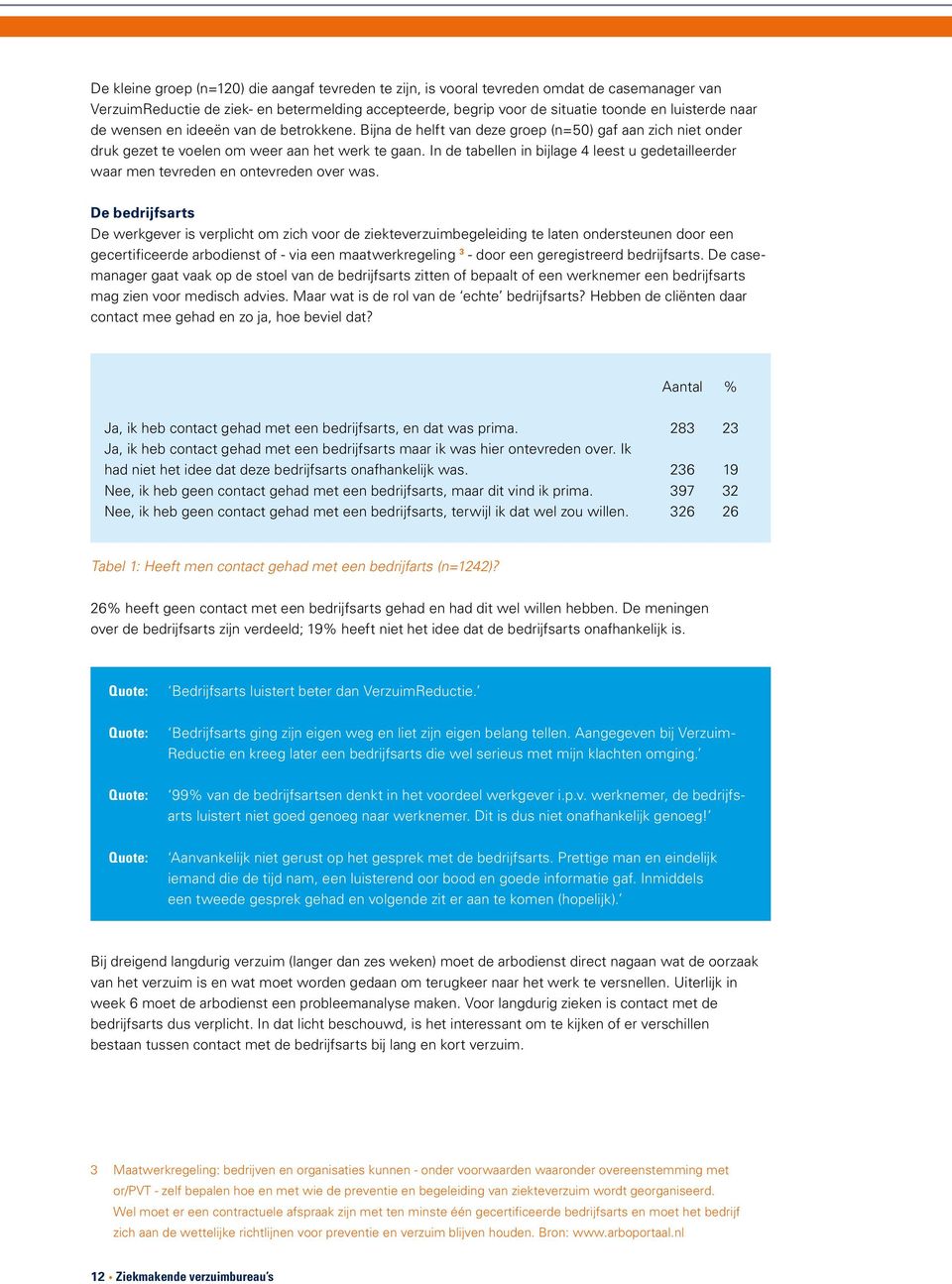 In de tabellen in bijlage 4 leest u gedetailleerder waar men tevreden en ontevreden over was.