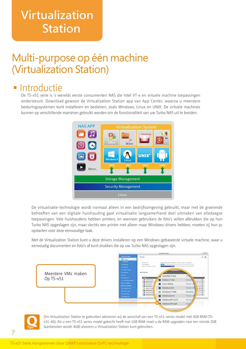 De virtuele machines kunnen op verschillende manieren gebruikt worden om de functionaliteit van uw Turbo NAS uit te breiden. NAS APP Virtualization System Office More.