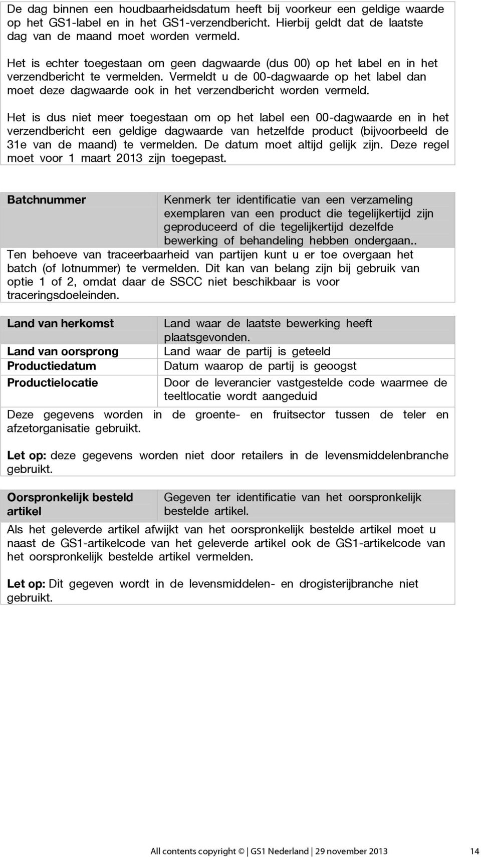 Vermeldt u de 00-dagwaarde op het label dan moet deze dagwaarde ook in het verzendbericht worden vermeld.