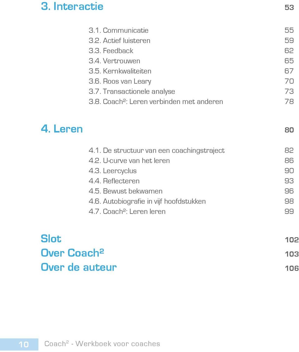 De structuur van een coachingstraject 82 4.2. U-curve van het leren 86 4.3. Leercyclus 90 4.4. Reflecteren 93 4.5.