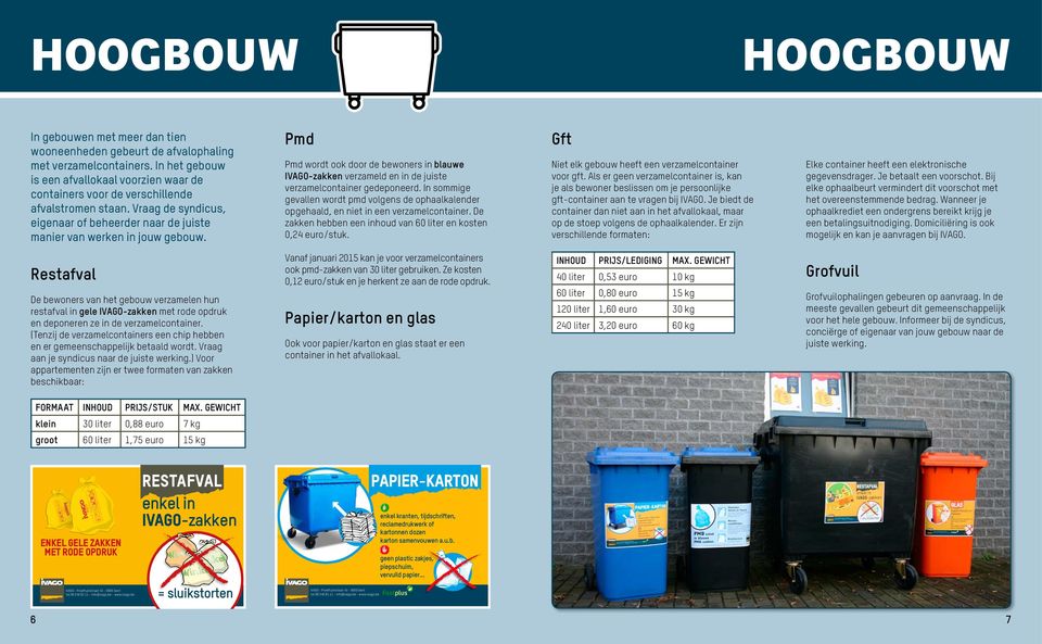 Pmd Pmd wordt ook door de bewoners in blauwe IVAGO-zakken verzameld en in de juiste verzamelcontainer gedeponeerd.