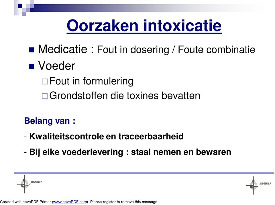 toxines bevatten Belang van : - Kwaliteitscontrole en