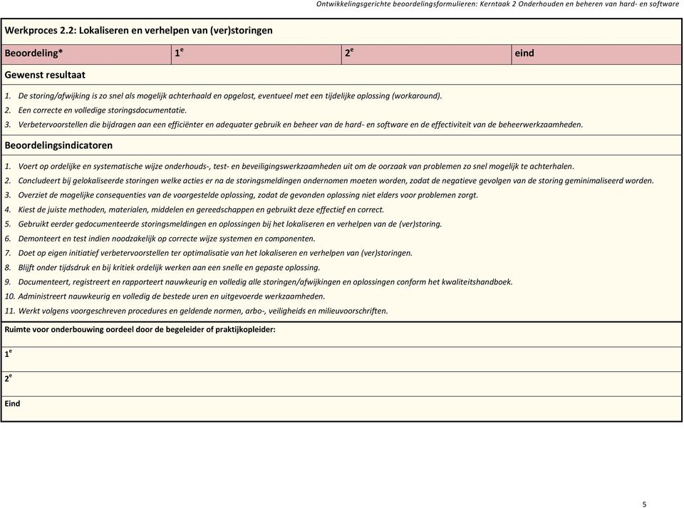 Verbetervoorstellen die bijdragen aan een efficiënter en adequater gebruik en beheer van de hard- en software en de effectiviteit van de beheerwerkzaamheden. Beoordelingsindicatoren 1.