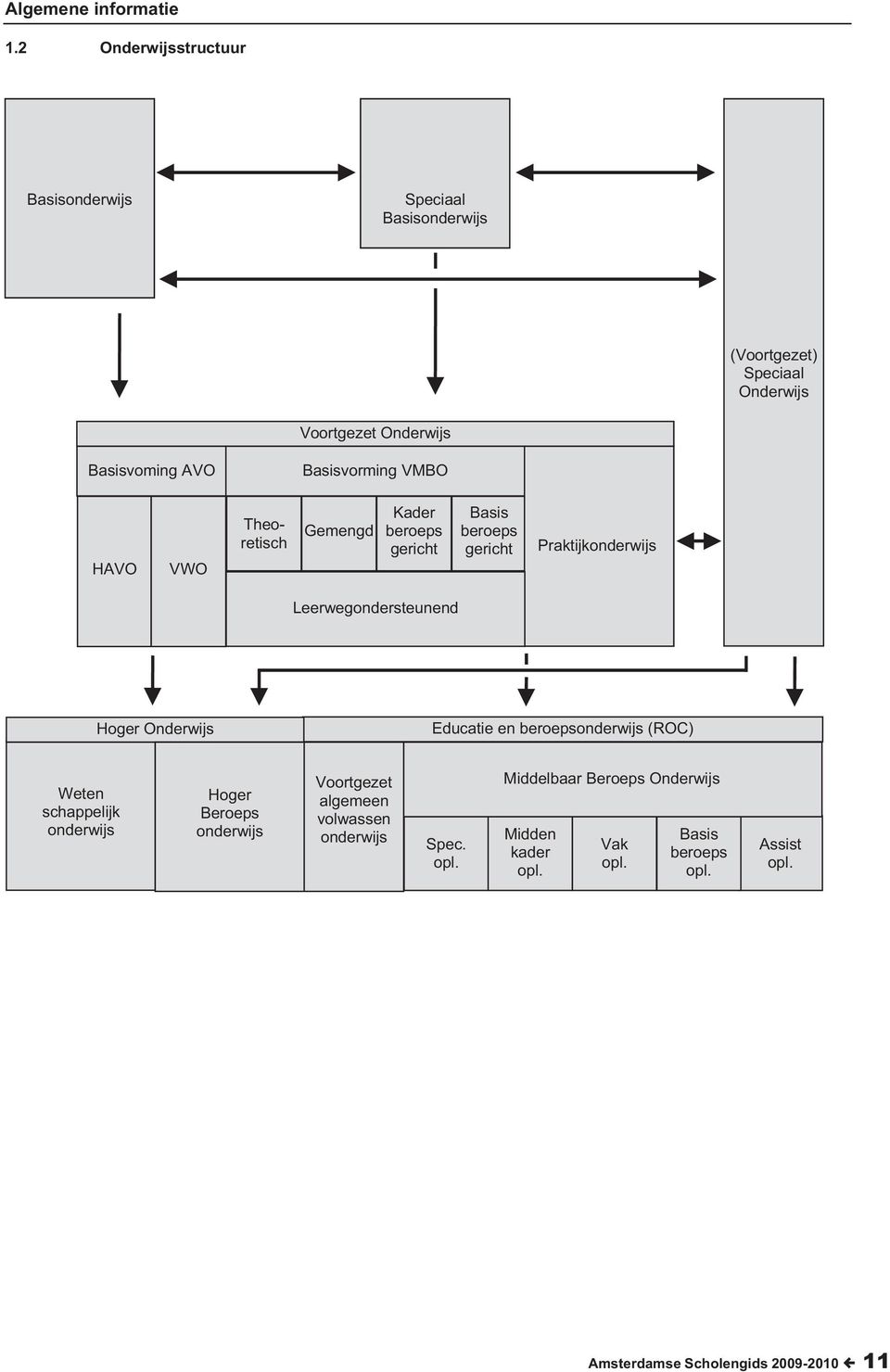 Basisvorming VMBO HAVO VWO Theoretisch Gemengd Kader beroeps gericht Basis beroeps gericht Praktijkonderwijs Leerwegondersteunend Hoger