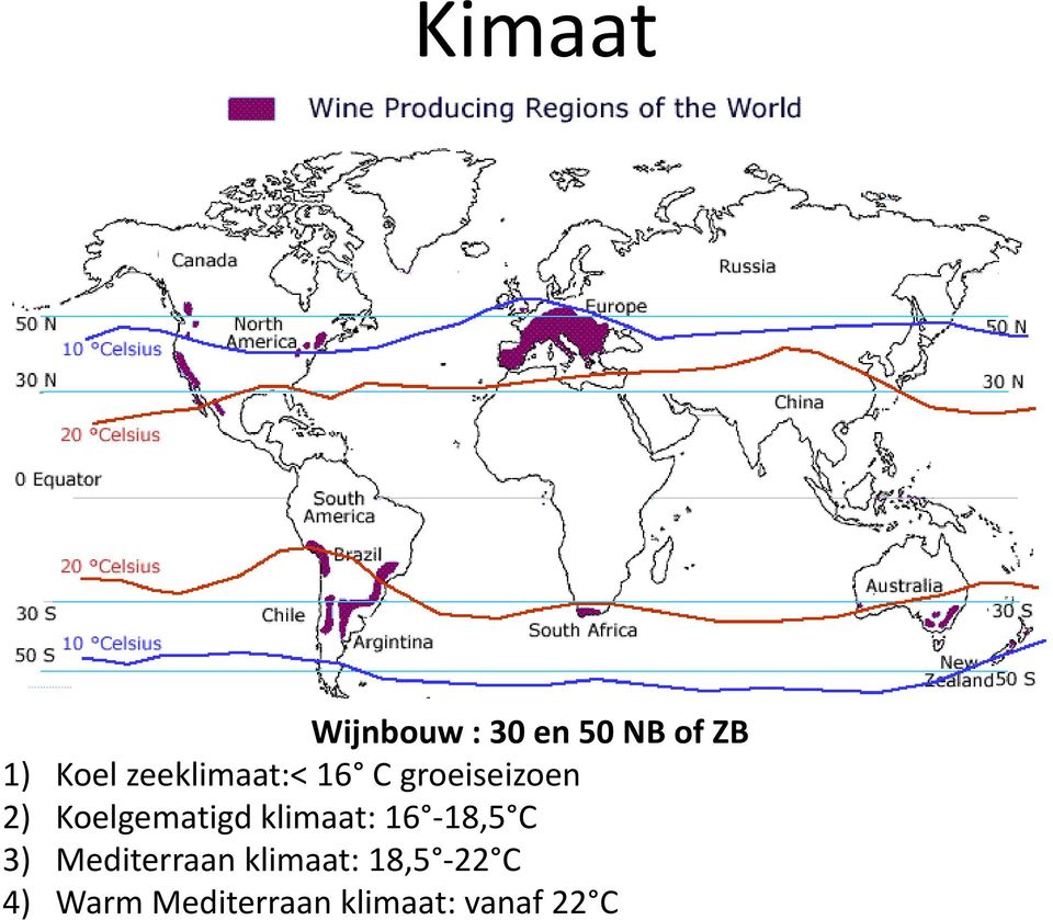 Koelgematigd klimaat: 16-18,5 C 3)