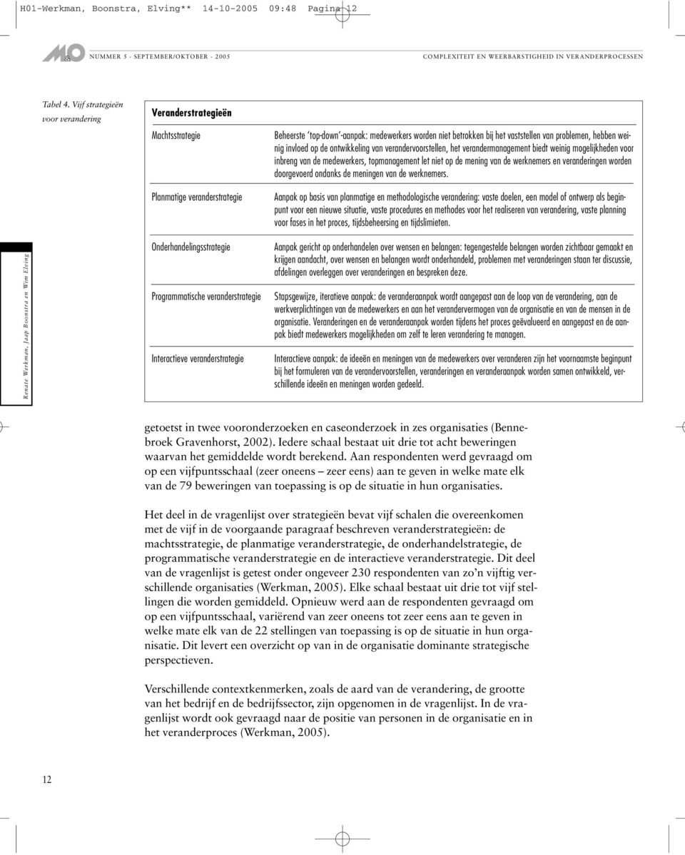 hebben weinig invloed op de ontwikkeling van verandervoorstellen, het verandermanagement biedt weinig mogelijkheden voor inbreng van de medewerkers, topmanagement let niet op de mening van de