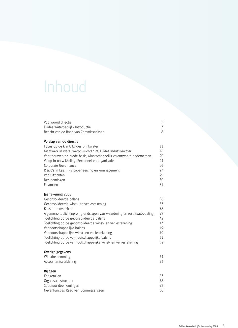 kaart; Risicobeheersing en -management 27 Vooruitzichten 29 Deelnemingen 30 Financiën 31 Jaarrekening 2008 Geconsolideerde balans 36 Geconsolideerde winst- en verliesrekening 37 Kasstroomoverzicht 38