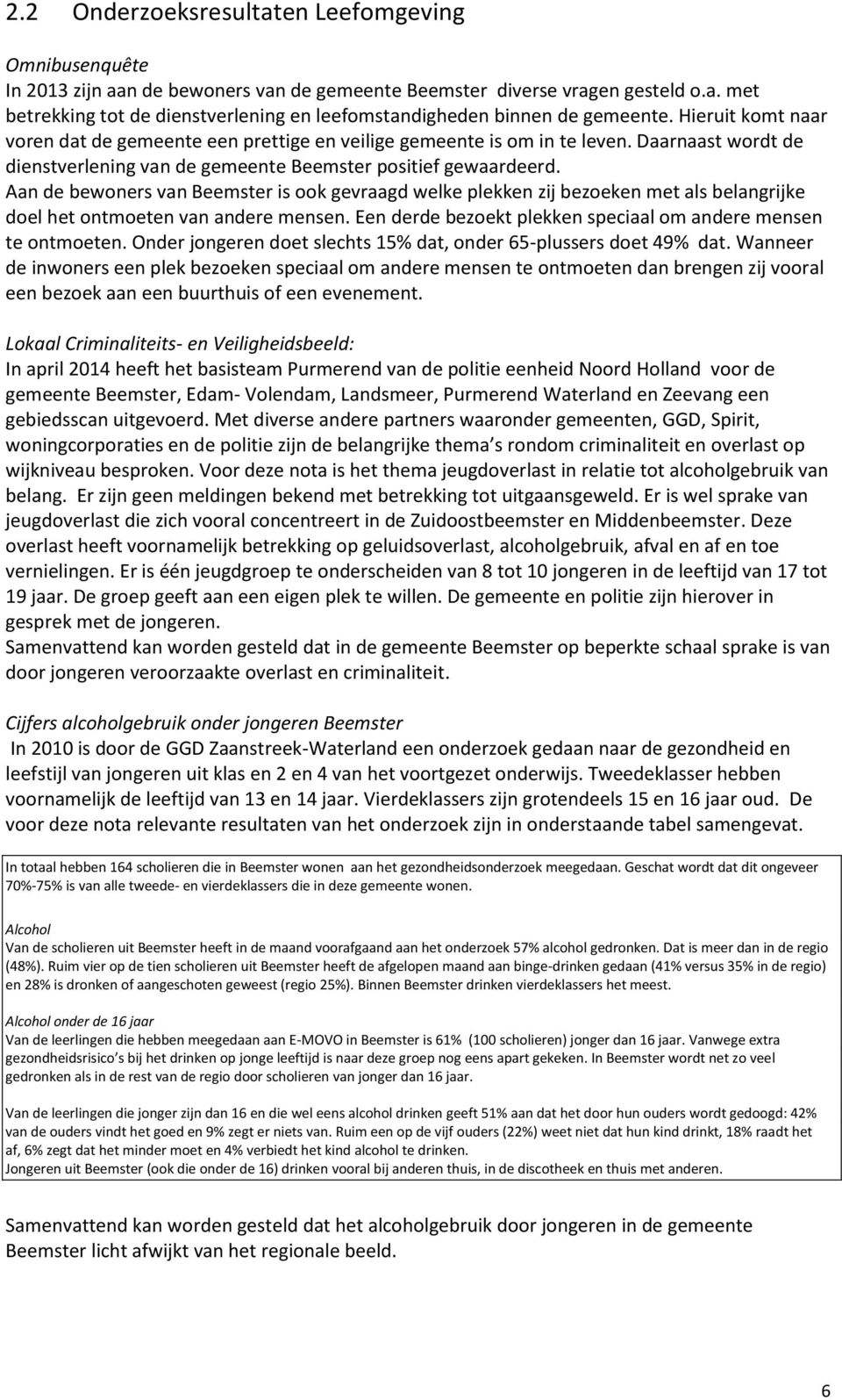 Aan de bewoners van Beemster is ook gevraagd welke plekken zij bezoeken met als belangrijke doel het ontmoeten van andere mensen. Een derde bezoekt plekken speciaal om andere mensen te ontmoeten.