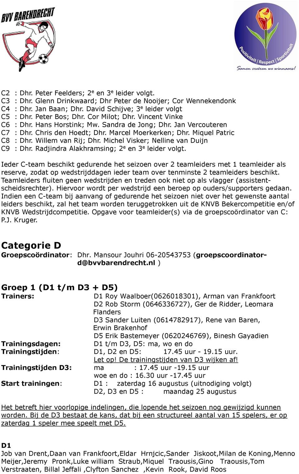 Michel Visker; Nelline van Duijn C9 : Dhr. Radjindra Alakhramsing; 2 e en 3 e leider volgt.